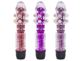 Vibrador  Prova de gua Translcido e Transparente com Prolas Estimuladoras