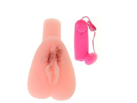 Vagina real�stica com vibro em Cyber Skin com pelos pubianos - Importado