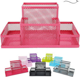 Kit Organizador Porta Caneta Porta Treco Porta Lapis Organizador de Mesa Escritrio Home Office (ROSA)