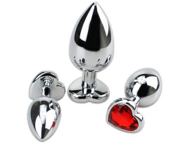 Plug de Metal com Joia em Formato de Cora��o Tamanho Grande 9,4 cm - VibraToy