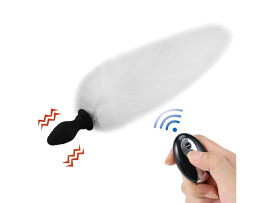 Plug anal de silicone com Rabo de 52 cm 10 modos de Vibrao e controle Remoto