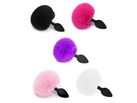 Plug Anal em Silicone - Pompom de Coelho - Tamanho Grande