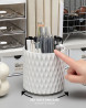 Lebenrich Porta-lpis giratrio para mesa, 5 compartimentos, organizador de caneta branco exclusivo, suprimentos de mesa e acessrios para mulheres e meninas, porta-lpis para escritrio, casa e material de arte