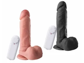 Pr�tese 19 x 4,5 cm com Escroto, Vibrador e Ventosa Soulsex | Sex Shop em Rio Verde GO | Vibro com Ventosa Multivelocidades