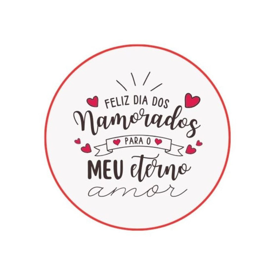 24 Adesivos Feliz Dia Dos Namorados 4,5 X 4,5Cm Fundo Branco