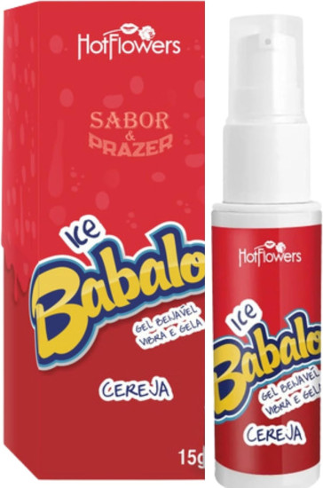 BABALOO ICE PARA GEL COMESTVEL BEIJVEL SEXO ORAL MASSAGEM CORPORAL SENSUAL HOTFLOWERS 15G (CEREJA)