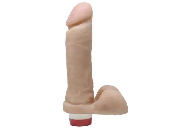 Pr�tese 20 x 4,5 cm com escroto e vibrador interno - Soulsex
