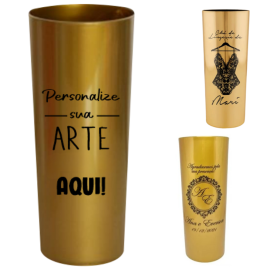 Kit 10 Copos Long Drink Personalizado Dourado 325Ml (Nome, Logo, Anivers�rio, Ch� De Lingerie)