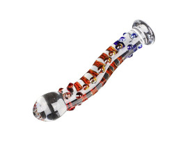 Plug Anal de Vidro Formato Curvo com Bolinhas coloridas 18,0 x 3,5 cm