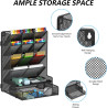Organizador de canetas para mesa, organizador de mesa multifuncional, suporte de parede com gaveta para escola, escritrio, casa, materiais de arte, preto