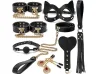 Kit Maleta Sado de Luxo com Vermelho - Algema, Tornozeleira com Corrente,Venda e Chicote