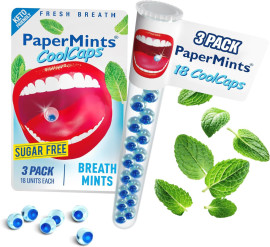 PaperMints Cool Caps refrescantes de hlito 3 tubos de 18 cpsulas da Paper Mint