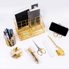 KAAKOW Organizador de mesa dourado e acessrios de escritrio, grampeador, suporte de caneta, suporte de telefone, tesoura, caneta, rgua, 30 clipes de papel, 22 clipes de fichrio, 20 tachinhas e