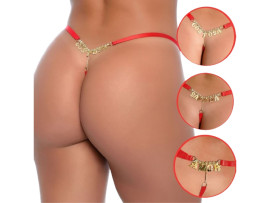 Calcinha com Texto em Strass - F�cil Prazer