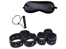Kit dominador bondage (com 4 amarras + morda�a bast�o + venda em couro) - Hot Brasil