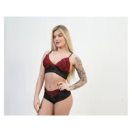 Conjunto Renda Bordada Com Bojo
