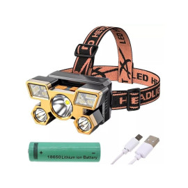 Lanterna De Cabe�a 5 Leds Recarreg�vel