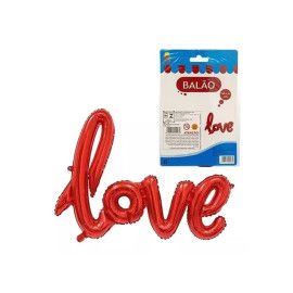 Balo Metalizado Love 108 X 64 Cm Vermelho
