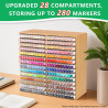 Organizador de marcadores de bambu, durvel, para guardar 280 marcadores, extra grande, para artistas, professores, estudantes, escritrio, sala de aula, aniversrio, dia das mes, presentes sem