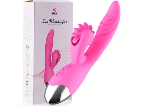 Vibrador com estimulador de sexo oral e aquecimento Hailey - Dibe