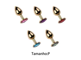 Plug Anal de A�o - Redondo Dourado - Tamanho P