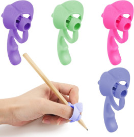 Gjinxi Suporte de lpis, 4 peas, ferramenta de treinamento de correo de postura de dedo, suporte de caneta para escrever  mo, ala de borracha, prendedor de aprendizagem, reutilizvel, para