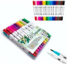 Caneta Brush Pen Kit 24 Cores 2 em 1, Pontas Pincel e Fina, Canetinha Dupla para Lettering, Escolar, Colorir, Desenho