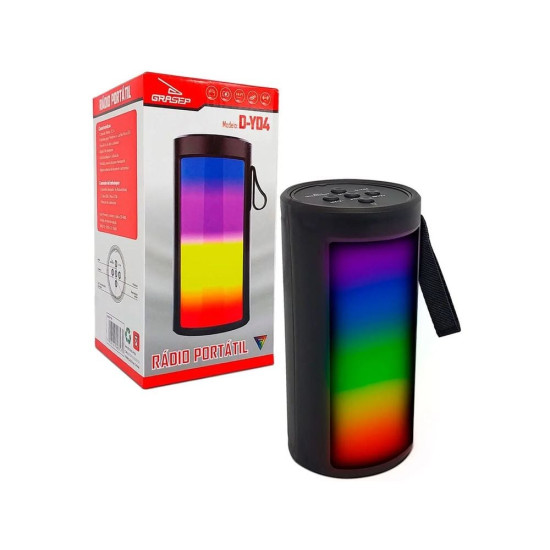 Caixa De Som Bluetooth, Fm Usb, P2 Carto Sd Porttil Com Led