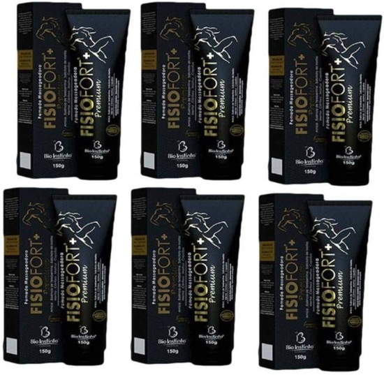 Kit com 6 Pomada Massageadora FisioFort Premium 150g Cada