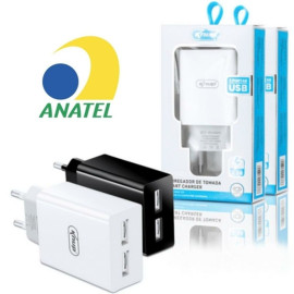 Carregador Fonte Turbo De Celular, Fone 5.1A Com 2 Portas Usb