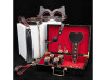 Kit Maleta Sado de Luxo com Vermelho - Algema, Tornozeleira com Corrente,Venda e Chicote