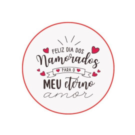 24 Adesivos Feliz Dia Dos Namorados 4,5 X 4,5Cm Fundo Branco