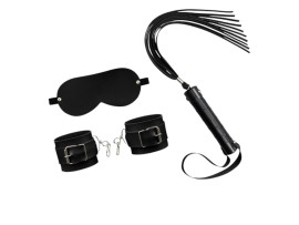Kit Fetiche 3 em 1: Algema, Venda e Chicote Preto - La Pimienta