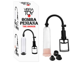 Bomba peniana The Bigger com seringa, 3 an�is (P/M/G) e vagina em cyber skin - VibraToy