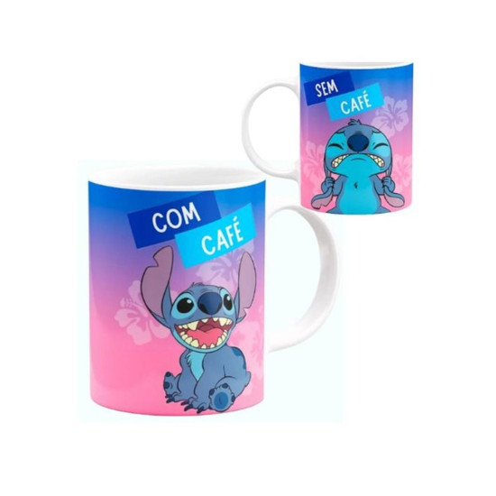 Caneca Com Caf / Sem Caf Lilo & Stitch (Porcelana 325Ml)
