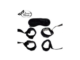 Kit bondage em pel�cia (4 amarras + tapa olhos) - Brasil Fetiche
