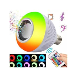 L�mpada De Led Bluetooth Musical Com Controle Rgb 12W