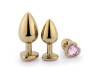 Plug de Metal Dourado com Joia em Formato de Corao Tamanho Pequeno (7,2 cm)