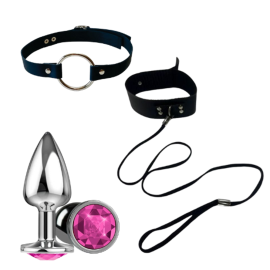 Kit Cachorrinha (Coleira Com Guia, Morda�a Argola E Plug Anal) - GB Love