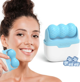 DPGrazzt Rolo de gelo para rosto e olhos, ferramentas de cuidados com a pele 2 em 1, massageador facial para dor muscular inchada, estreita os poros e reduz rugas, rolo de olho corporal com estojo de