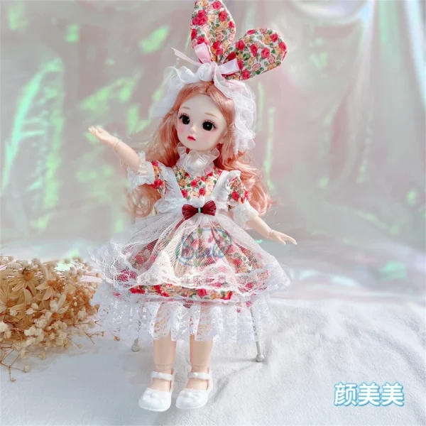 30cm 1/6 BJD Doll Little Girl Cute Dress 21 Boneca Princesa Maquiagem De Beleza Fashion DIY Toy - Imagem 12