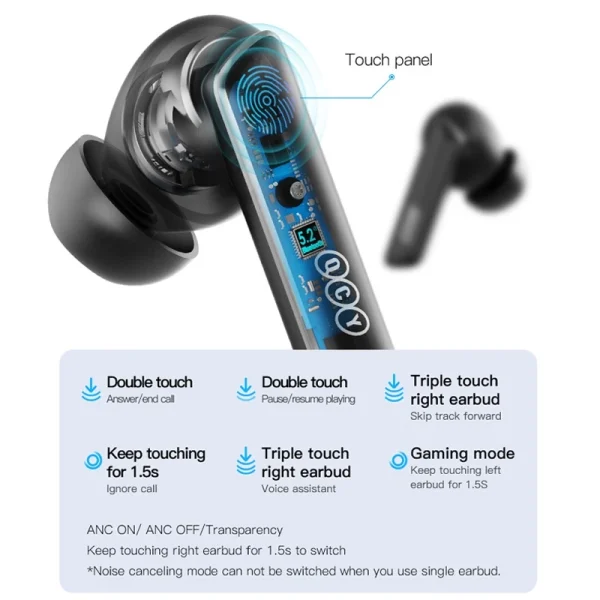 QCY MeloBuds ANC/HT05 Fone De Ouvido Sem Fio Bluetooth 5.2 40dB Intra-depth Com Cancelamento De Ruídos - Imagem 11