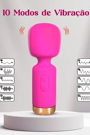 Vibrador Varinha Mágica mini Recarregável 10 modos de vibração Toque Macio ZDB-07