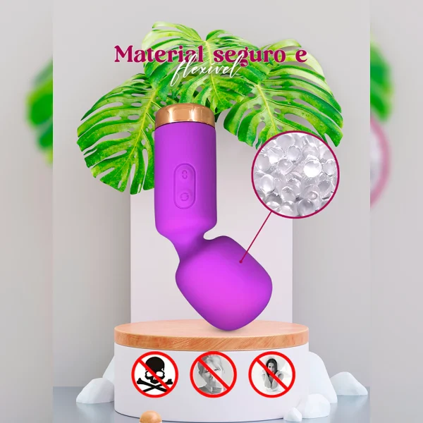 Vibrador Varinha Mágica mini Recarregável 10 modos de vibração Toque Macio ZDB-07 - Imagem 4