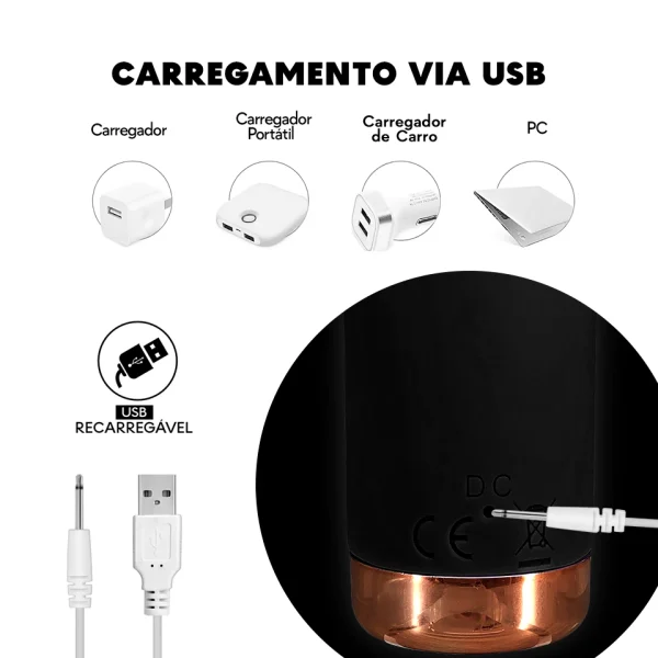 Vibrador Varinha Mágica mini Recarregável 10 modos de vibração Toque Macio ZDB-07 - Imagem 6