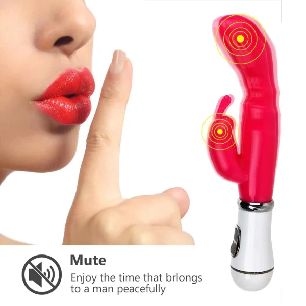 Vibrador RECARREGÁVEL Formato de Coelho Ponto G com Estimulador de Clitoris ZDB-45B - Imagem 8