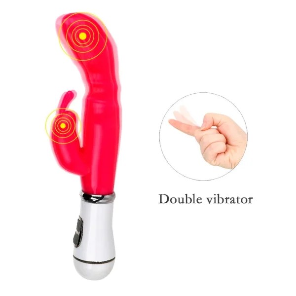 Vibrador RECARREGÁVEL Formato de Coelho Ponto G com Estimulador de Clitoris ZDB-45B - Imagem 10