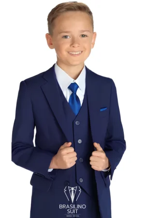 Terno Infantil Oxford Social Masculino Azul Marinho