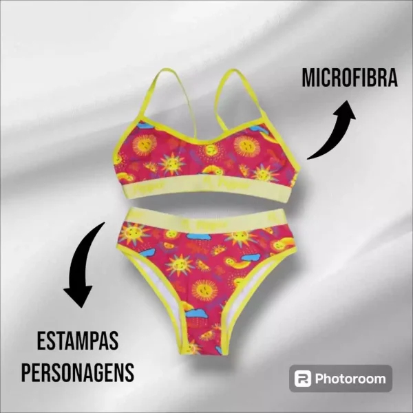 5 Conjuntos Juvenil Lingerie - Moda Infantojuvenil Calcinha e Sutiã Infantil - Imagem 3