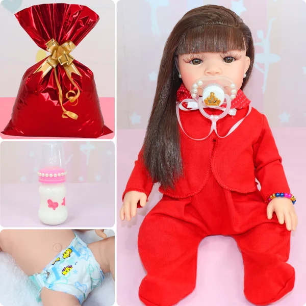 Bebe Reborn Boneca Menina Silicone Realista Com Enxoval 20 Itens - Imagem 8